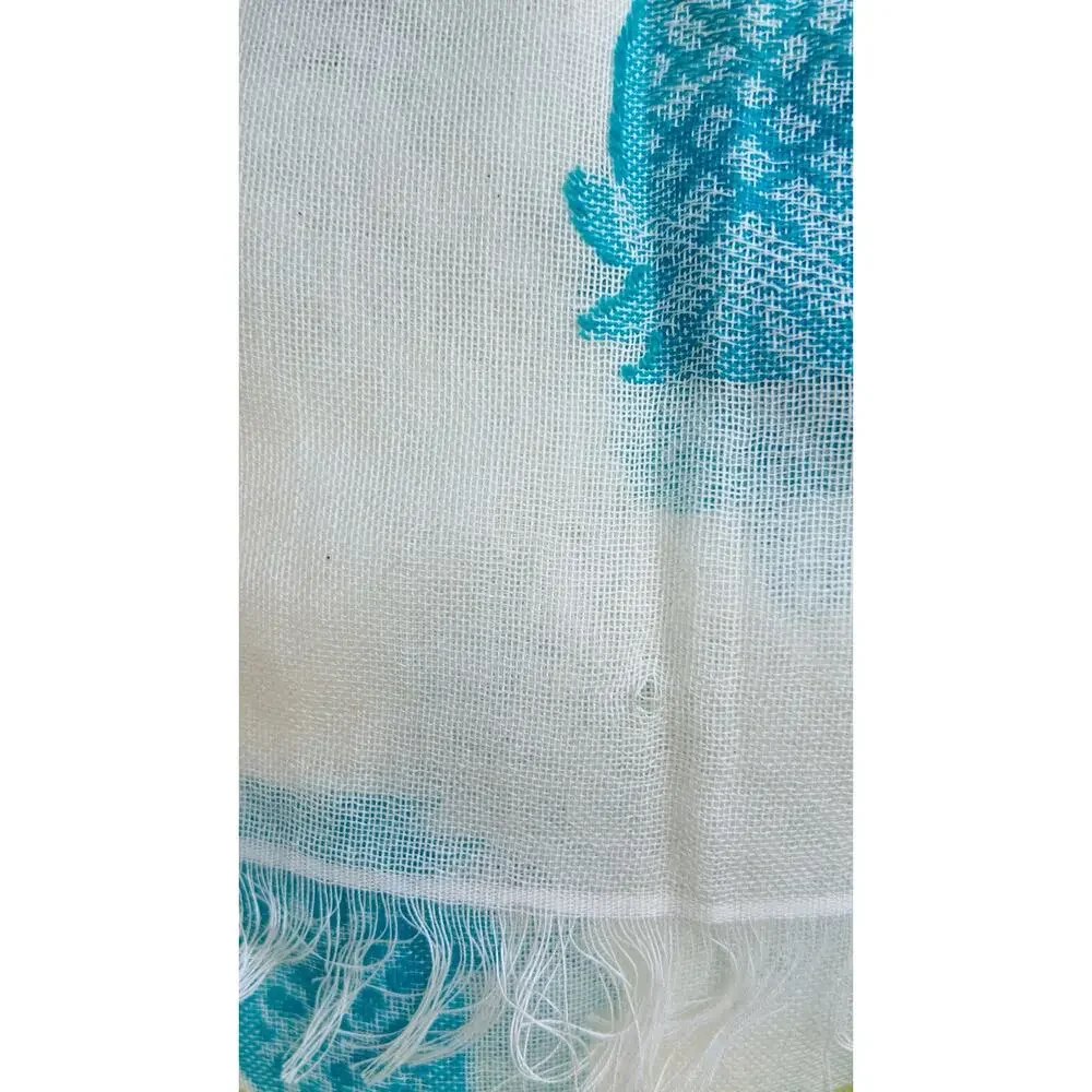 Echo New York Pineapple Print Cotton Scarf Wrap NWT Blue White